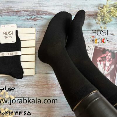 جوراب ساقدار زنانه مشکی ساده