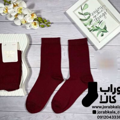 جوراب ساقدار زنانه زرشکی ساده