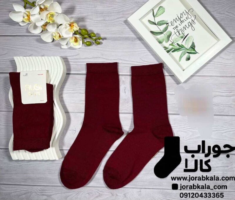 جوراب ساقدار زنانه زرشکی ساده
