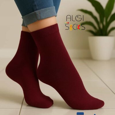 جوراب ساقدار زنانه زرشکی ساده