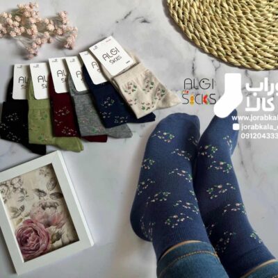 جوراب نیم ساق زنانه طرح بوته گل (گل ریز و درشت)