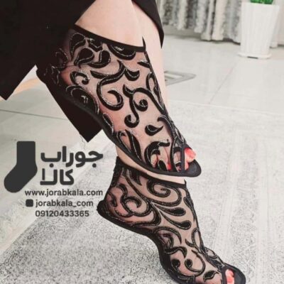 پاپوش روفرشی کف چرم مچی پشت زیپ دار طرح اشکال اسلیمی