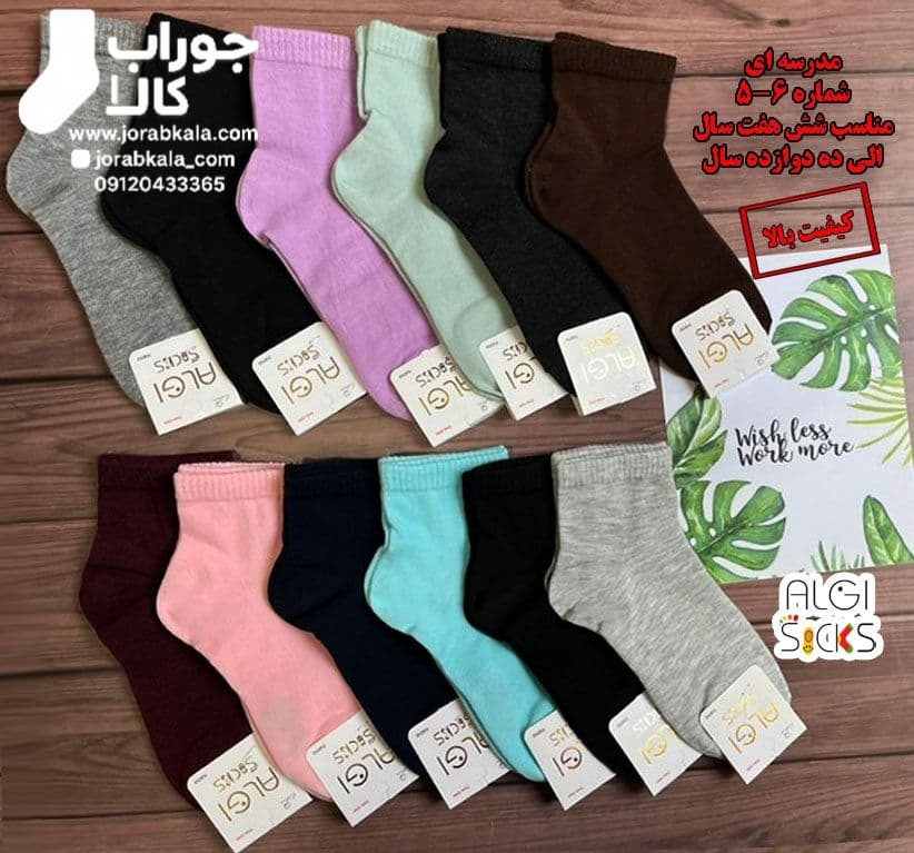 Photo_1756569243323 جوراب نیم ساق بچگانه 12 رنگ مدرسه ای