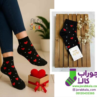جوراب مچی زنانه خالدار طرح قلب